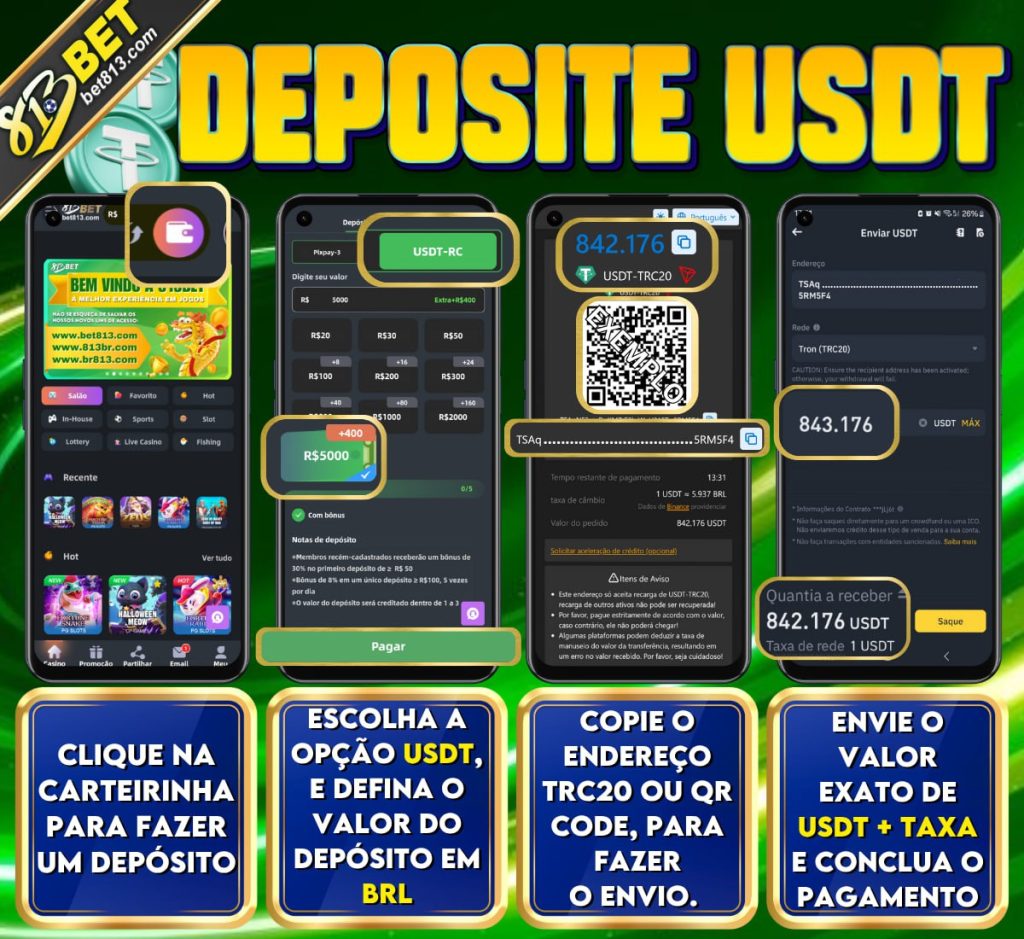 Depósito na 813BET com USDT